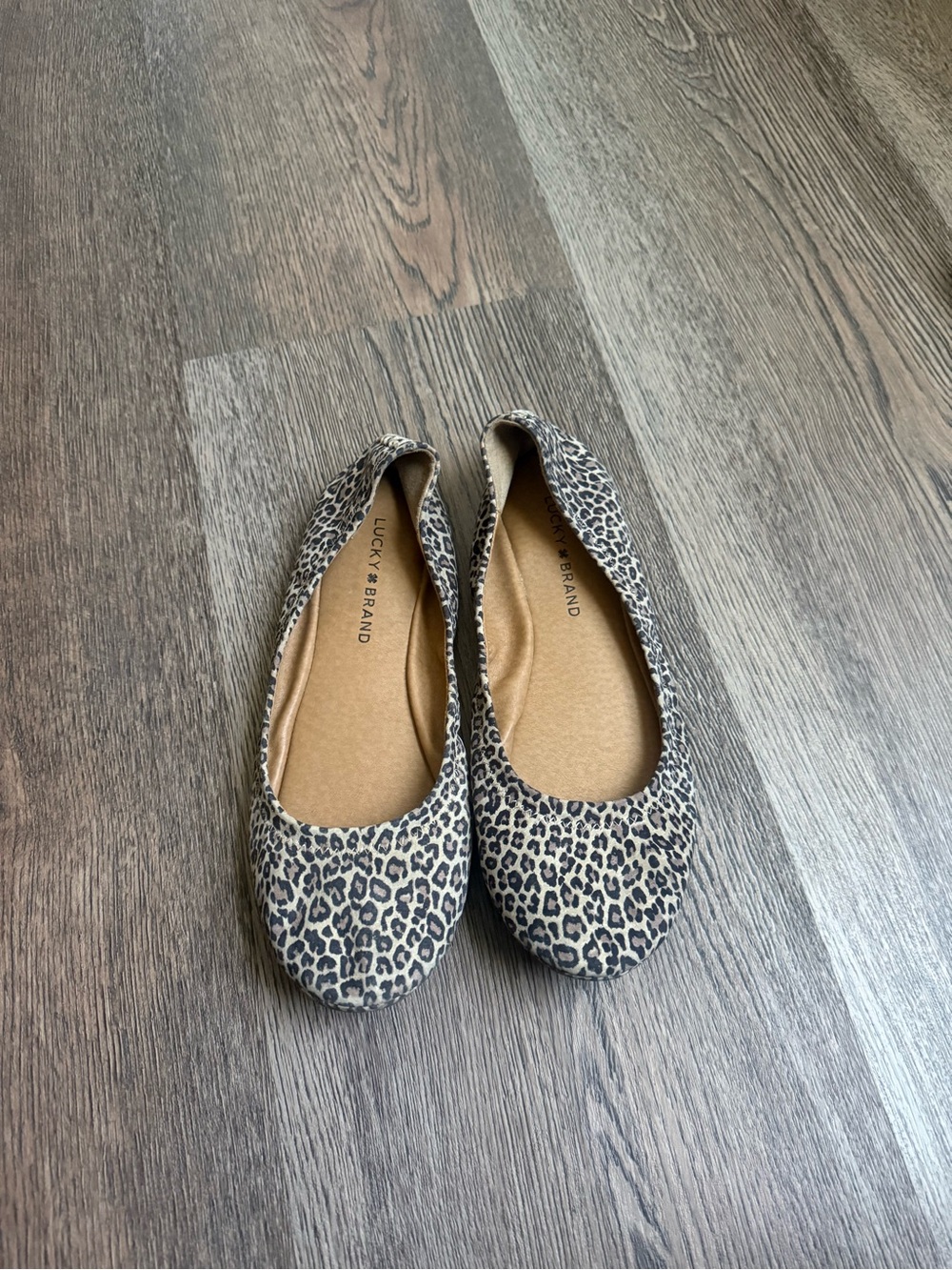 Lucky Brand Leopard Print Ballet Flats in Tan and Black